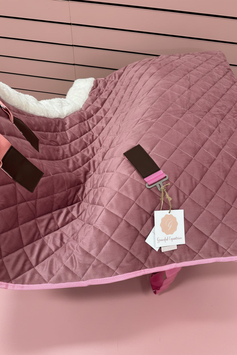 Stunning rose pink velvet stable rugs