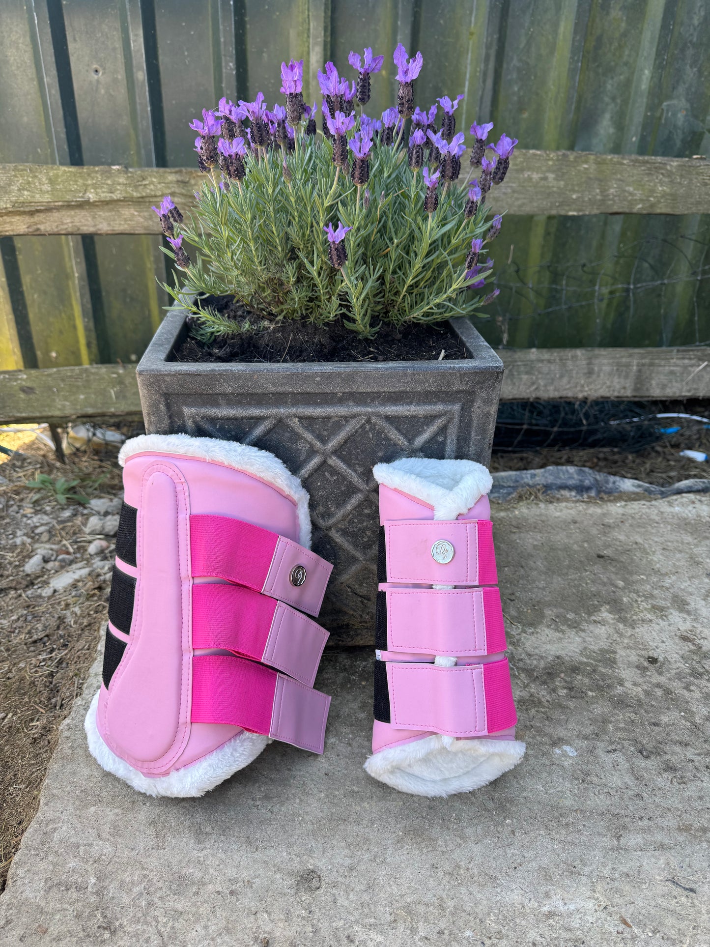 Soft pink brushing boots