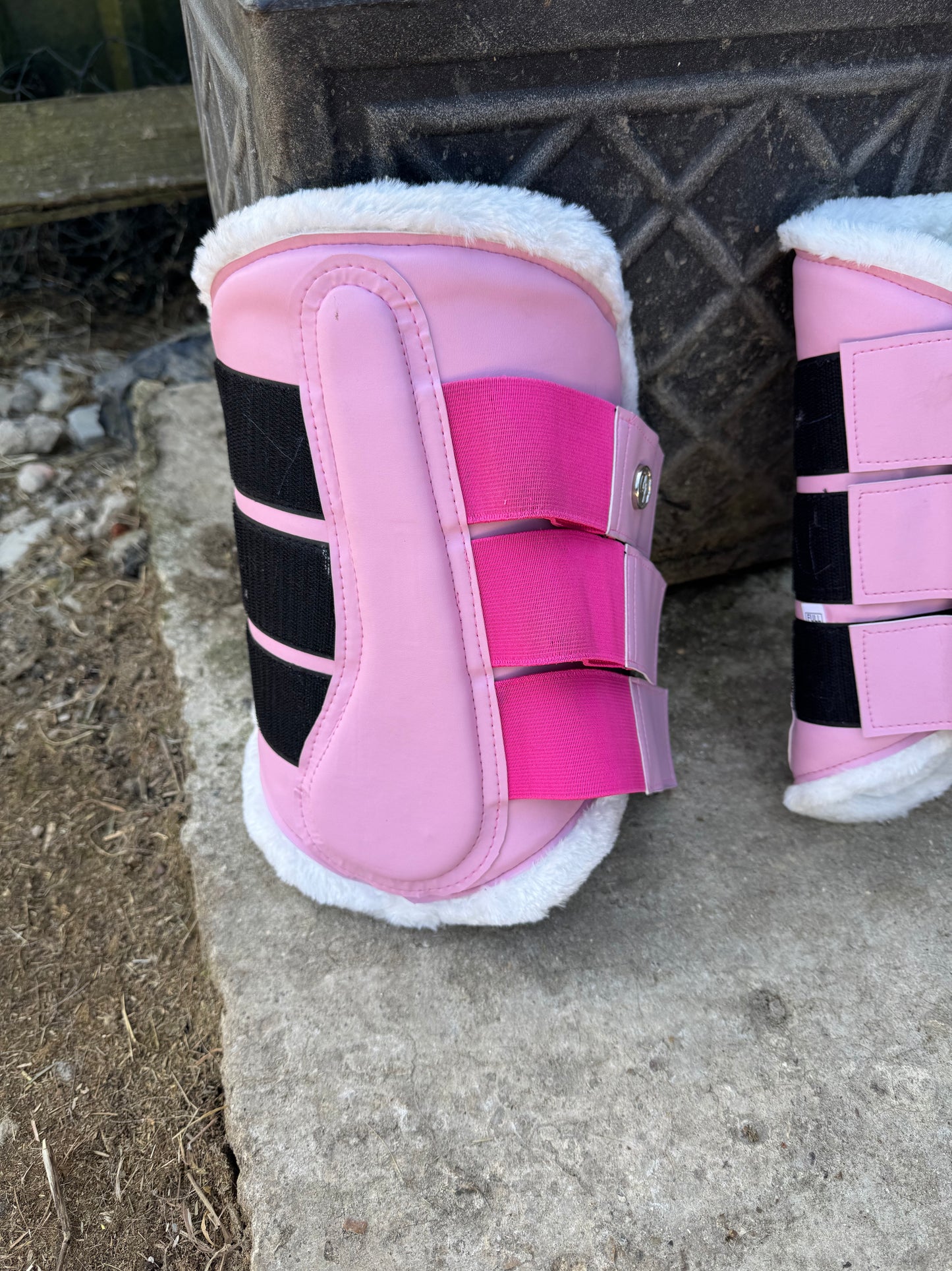 Soft pink brushing boots